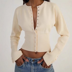 Maglione da <span class=keywords><strong>Donna</strong></span> a Maglia Stile Coreano con Maniche Lunghe Corte, Design <span class=keywords><strong>di</strong></span> Nicchia e Monopetto, Top Invernale a Vita Alta Euro-Americano - Product Image 6