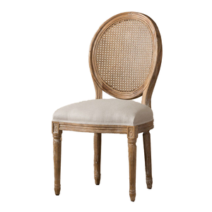 <span class=keywords><strong>Chaise</strong></span> de style français chic, en chêne provincial, en rotin, dossier ovale, en bois massif, empilable, salon, mariage, événement, hôtel, salle à manger, <span class=keywords><strong>Louis</strong></span> <span class=keywords><strong>XVI</strong></span> - Product Image 1