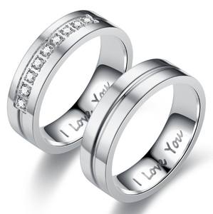 Anillo de pareja I Love You, elegantes anillos de racimo de acero inoxidable de oro de 18 quilates para boda <span class=keywords><strong>Gay</strong></span>, fiesta de compromiso, moda de Arabia Saudita - Product Image 2