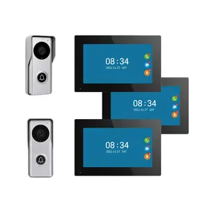 Trois moniteur intérieur deux sonnette vidéo extérieure tuya smart couleur vidéo porte téléphone caméra extérieure avec écran tactile de 7 pouces