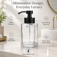 Distributeur de savon pour les mains en verre ambré pour buanderie, design rechargeable de 500 ml, fabrication sur mesure