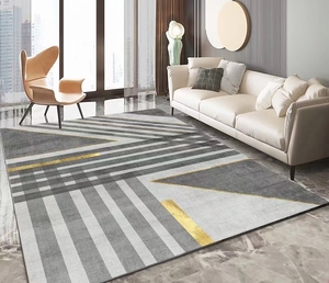 Tapis de sol géométrique moderne style nordique, grand accessoire doux pour salle d'étude, salon, chambre à coucher, couverture de chevet - Product Image 2