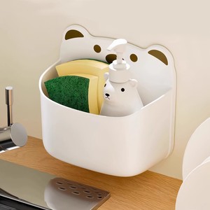 Boîte de rangement murale en forme d'ours de dessin animé mignon pour oignons verts, gingembre, ail et autres produits de cuisine ; pas de perçage nécessaire. - Product Image 3