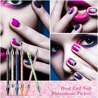 DIY Nail Art Rhinestone Picker Tool Dotting Pen Wax Pencil avec pinceau en plastique Gem Jewel Applicator for Rhinestone Placement