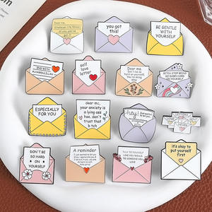 Broche créative avec message émotionnel, enveloppe, texte positif, magnifique et inspirant, badge en métal, décoration pour vêtements - Product Image 4