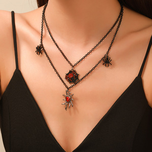 Gothic <b>Spider</b> Layered <b>Necklace</b> Black Choker Chain Halloween Costume Jewelry Women's Fashion Accessory - Product Image 1