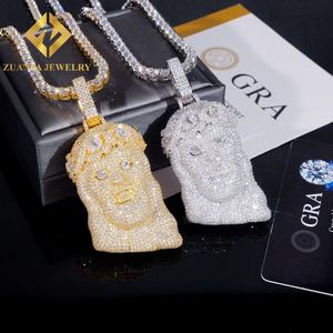 Collar con Colgante de Jesús de Moda, Joyería Hip Hop, Chapado en Oro GRA, Plata de Ley 925, Diamante Moissanita VVS - Product Image 2