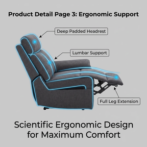 Conjunto de Sillones Reclinables Eléctricos de Cuero Premium <span class=keywords><strong>Frank</strong></span> Exclusive con Carga Inalámbrica para una Sala de Estar Elegante - Product Image 5