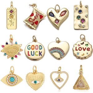 Colgantes de Moda con Forma de Corazón y Ojo Turco para Hacer Collares y Pulseras, Colgantes de Ojo que Todo lo Ve, Colgantes de Sol, Venta al por Mayor - Product Image 1