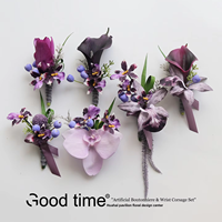 Corsage de mariage verre à vin à la main fleurs artificielles tissu écologique Satin marié mariée Parents meilleur homme/femme saint valentin