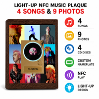 Nouveau modèle de plaque musicale NFC personnalisée, cadre photo vinyle lumineux, 9 photos, 4 chansons, décoration de bureau, cadeau pour les fans