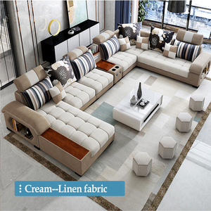Elegante Divano Contemporaneo per Soggiorno con Struttura in Legno, 5 Posti, Chaise Longue in Tessuto, <span class=keywords><strong>Poltrona</strong></span> Letto a L, Divani in Legno con - Product Image 2