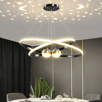 Plafonnier Suspendu Postmoderne Luxe Léger Effet Ciel Étoilé pour Salon, Lustre LED Rond Créatif pour Villa et Restaurant