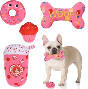 Novelty Lovely Pet Plush Toy Dog <strong>Chew</strong> Bone Donut Birthday Gift Set - Product Image 2