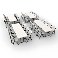 Chaises de banquet pliables en plastique noir moderne en gros et tables d'extérieur rectangulaires pour fête et événement
