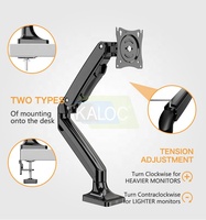 Bras de Moniteur Simple à Ressort à Gaz KALOC DS110, Support d'Écran d'Ordinateur Réglable Robuste pour Bureau, Fixation d'Écran