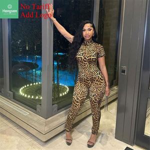 2025 New Sexy Backless Women's Jumpsuit <strong>Streetwear</strong> Leopard Print Short Sleeve Fitness Workout Clothes - Product Image 3