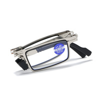 Lunettes de lecture pliantes miniatures en métal MK2312081, petites lunettes rondes portables pliantes bloquant la lumière bleue avec étui