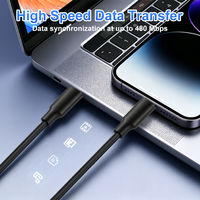 Cable de Carga Rápida USB-C 2.0 con Transferencia de Datos de 480 Mbps, Conductor de Cobre Puro para iPhone Serie 16/17/15 y Cargador de Coche para Computadora