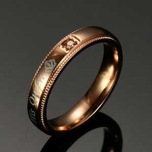 Anillos de Pareja de Acero Inoxidable con Corona de Rey y Reina, 4.6MM, Oro Rosa y Negro, Juego de Joyería de Compromiso - Product Image 3