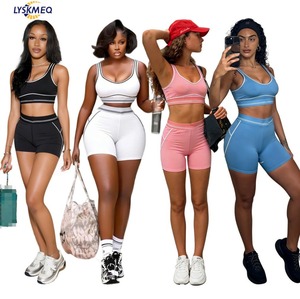 Meilleures ventes Été 2026 – Ensemble <span class=keywords><strong>de</strong></span> sport deux pièces pour <span class=keywords><strong>femme</strong></span> : brassière et short, idéal pour le yoga, le <span class=keywords><strong>fitness</strong></span> et le jogging - Product Image 1