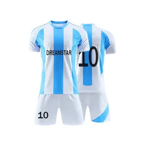 High Quality Men Football Kits Custom Design Sublimation Blue Argentina Soccer Jersey Uniform