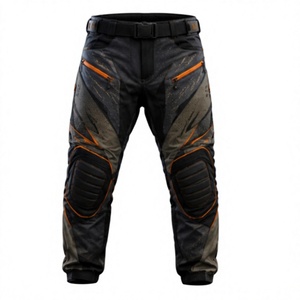 Pantalon de protection de paintball à compression respirant et à séchage rapide avec impression par sublimation, protections de genoux, accents orange, durable et professionnel - Product Image 1