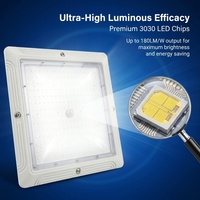 Projecteur LED sous auvent 80W 100W 150W 200W 5000K IP65 en aluminium pour station-service, garage, entrepôt, aménagement paysager, bureau