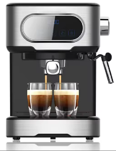 Machine à expresso semi-automatique de qualité professionnelle à double usage pour la maison et l'hôtel, 15 bars de pression, acier inoxydable, prise intégrée, prêt à l'emploi - Product Image 1