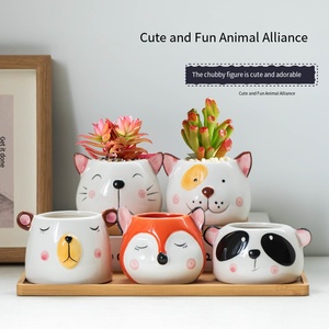 Maceta de Cerámica con Forma de Animalito, Linda y de Dibujos Animados, para Plantas Verdes, Decoración de Escritorio - Product Image 1