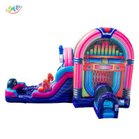 Structure gonflable musicale avec toboggan et design jukebox pour location de fêtes d'enfants