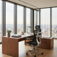 Chaise de bureau ergonomique de direction inclinable avec accoudoirs 8D réglables, base pivotante en aluminium pour ordinateur