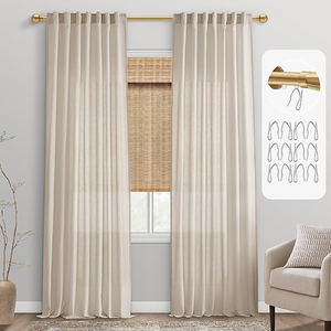 Cortinas de tul <span class=keywords><strong>con</strong></span> textura de lino elegantes y modernas para dormitorio y sala de estar - Product Image 4