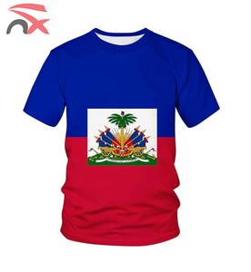 定制徽标促销体育赛事球迷队服海地国旗T恤男女款 - Product Image 6