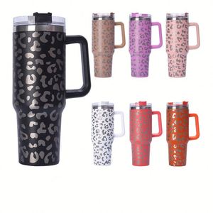 Hot Sale Custom 40 Oz Modern Stainless Steel Vacuum Double Wall Leopard Print Tumbler <b>Straw</b> Camping 6-12 Hours Thermal Boiling - Product Image 1