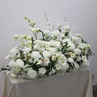 Composition florale en soie de roses blanches, amarantes et pivoines, 1m/2m, pour arche de mariage, rangée florale, centres de table, chemin de table, scène d'événement et fête