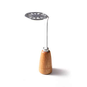 Japanese Style Wooden Handle Potato Masher Stainless Steel Manual Crusher For Baby Food Household Use - Product Image 4