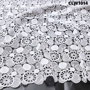 Elegante blanco soluble en agua tela de encaje bordado Sexy hueco tejido guipur cordón tela de encaje para vestidos de novia - Product Image 5