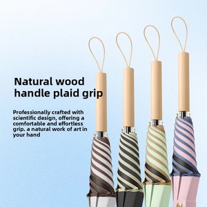 Paraguas de Fábrica OEM con Logotipo Personalizado, Forma de Pétalo, Mango de Madera, 8 Varillas Rectas, Recubrimiento Negro UPF50, para Regalo de Boda, para Mujer, Protección Solar y Lluvia - Product Image 2