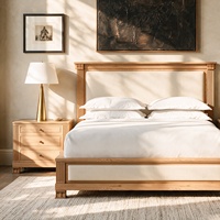 Ensemble de lit FERLY contemporain en bois de noyer, mobilier d'intérieur de luxe moderne, cadre de lit plateforme minimaliste pour chambre à coucher