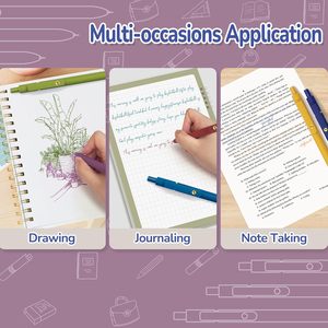 6 pezzi in oro <span class=keywords><strong>Vintage</strong></span> <span class=keywords><strong>penne</strong></span> Gel 0.5mm colorate con inchiostro colorato per il Journaling Note prendendo plastica liscia per ufficio - Product Image 5