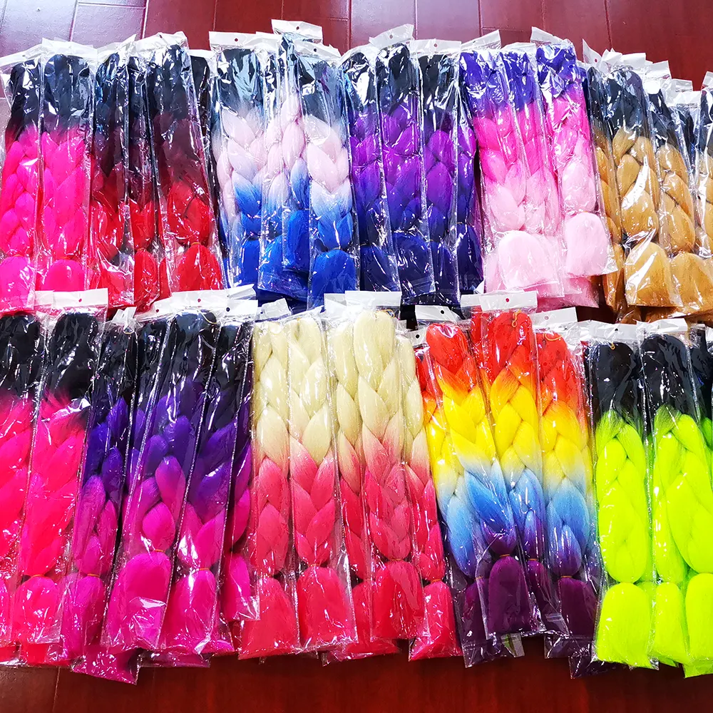 Wholesale Synthetic Hair Super Jumbo Hair Braids Yaki Texture Ombre Jumbo Braiding Hair Extensions For Woman