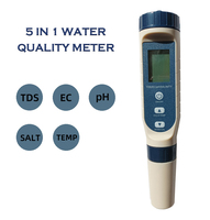 Testeur de Qualité de l'Eau 5-en-1 Type Stylo : Température, pH, TDS, Conductivité, EC et Salinité