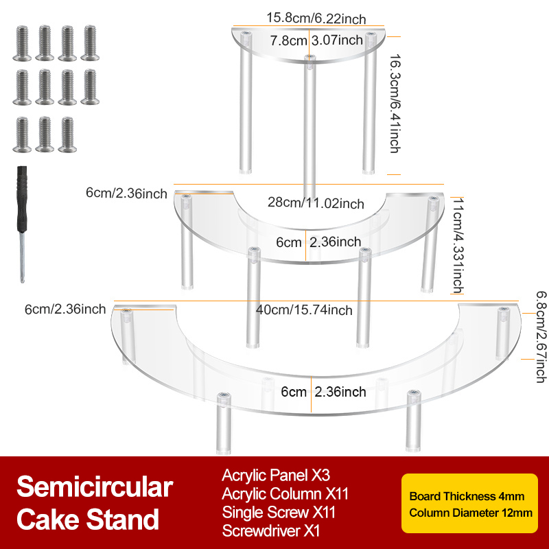Transparent, 3 niveaux, colonne de pied acrylique