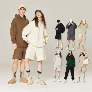 Sweat-shirt surdimensionné en molleton de coton et polyester tricoté pour homme, avec capuche, col rond, poche, logo personnalisé, motif uni, collection automne - Product Image 4