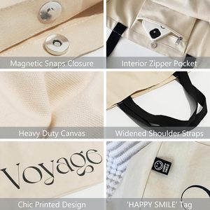 <span class=keywords><strong>Bolsa</strong></span> de Lona Grande con Cierre y Bolsillo, Diseño Personalizado con Logotipo y Letras, para Compras, para Hombres y Mujeres, Suministro Directo de Fábrica - Product Image 3