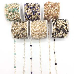 LS-A2662 Multi pietra preziosa e della perla del <span class=keywords><strong>rosario</strong></span> di perle a catena della catena del <span class=keywords><strong>rosario</strong></span> per DIY del braccialetto della collana monili che fanno accessorio - Product Image 1