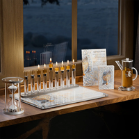 Ménorah personnalisée en acrylique pour Hanouka, porte-bougie juif à neuf lumières, chandelier de Hanouka avec couleur, taille et design hébreu personnalisés