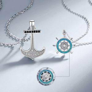 Collares de Pareja para el Día de San Valentín, Collares de Marinero para Mujer, Collares de Pareja con Colgantes de Barco, Timón y Ancla - Product Image 3