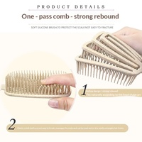 Ensemble de brosses démêlantes et lissantes pour cheveux en paille de blé biodégradable avec logo personnalisé, pour massage du cuir chevelu et démêlage facile, à dents larges
